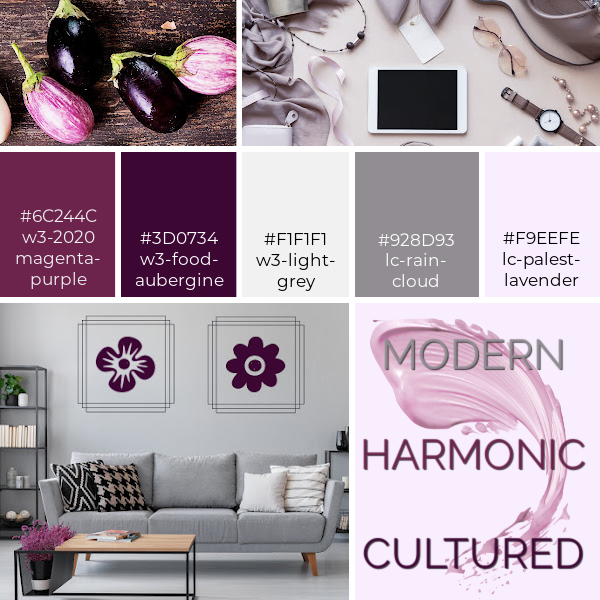 Aubergine | w3-magenta-purple w3-food-aubergine w3-light-grey lc-rain-cloud lc-palest-lavender